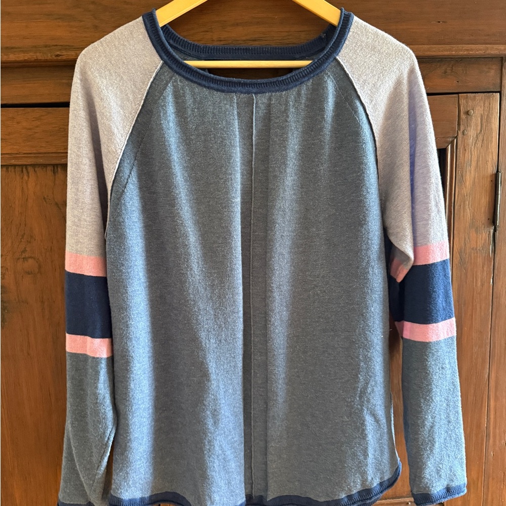 Title Nine Lightweight Sweater - Blue & Pink, Size L